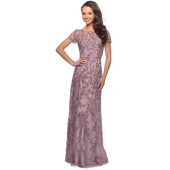 La Femme 27956 Bead Embellished Bateau Sheath Dress Size 8 - Picture 1 of 6
